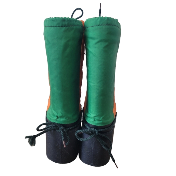 Vintage 80's green and orange Maple Leaf platform winter space boots Size 9 - Picture 4 of 13